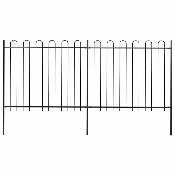 Vidaxl tuinhek met ringtop staal 337x150 cm zwart