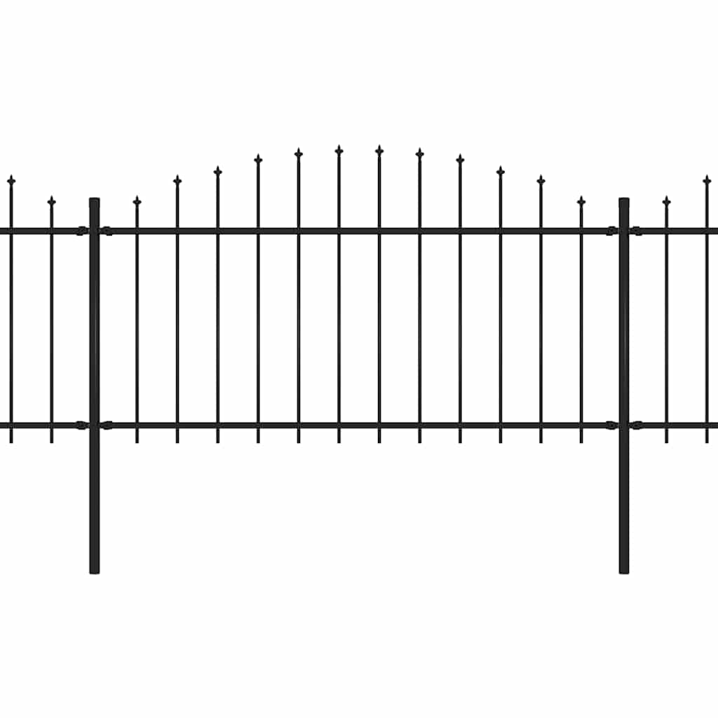 VidaXL Tuinhek met speren bovenkant (1,25-1,5)x3,4m staal zwart