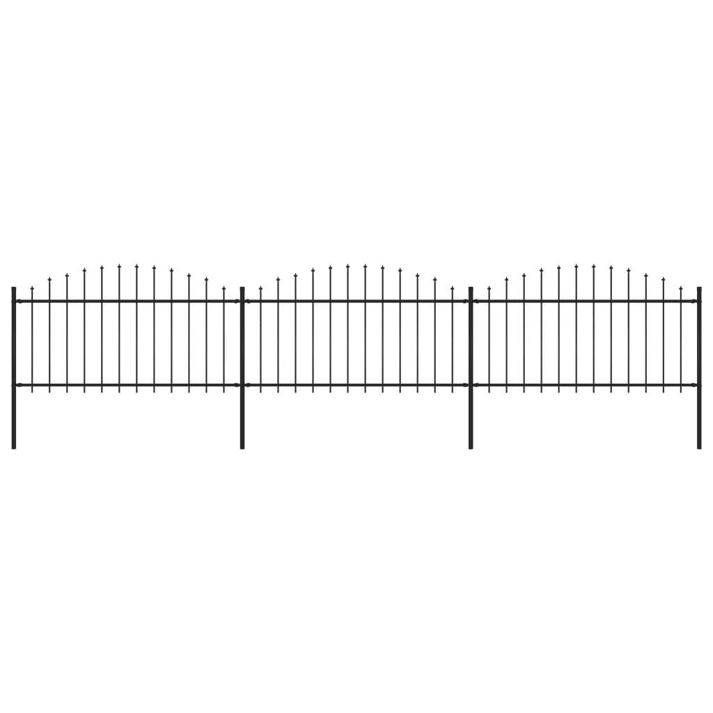 VidaXL Tuinhek met speren bovenkant (1,25-1,5)x5,1m staal zwart