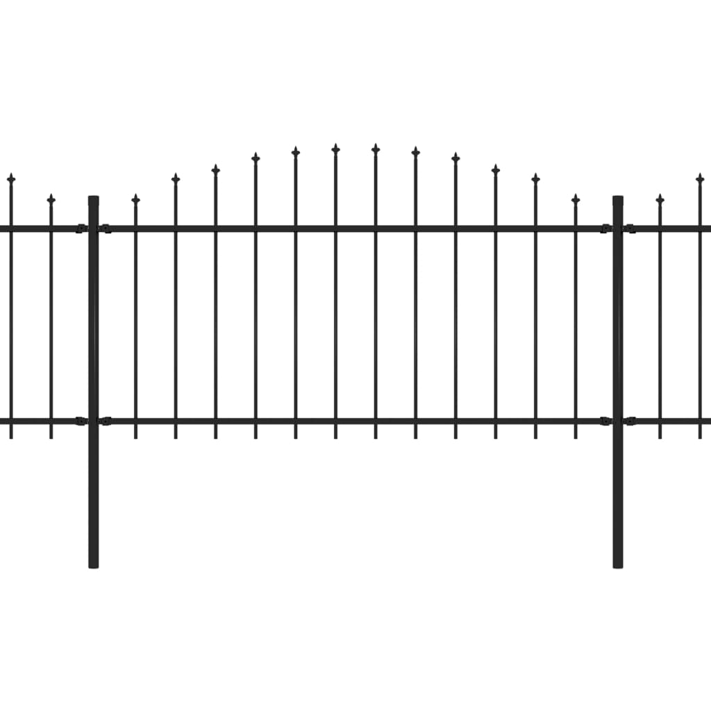 VidaXL Tuinhek met speren bovenkant (1,25-1,5)x5,1m staal zwart