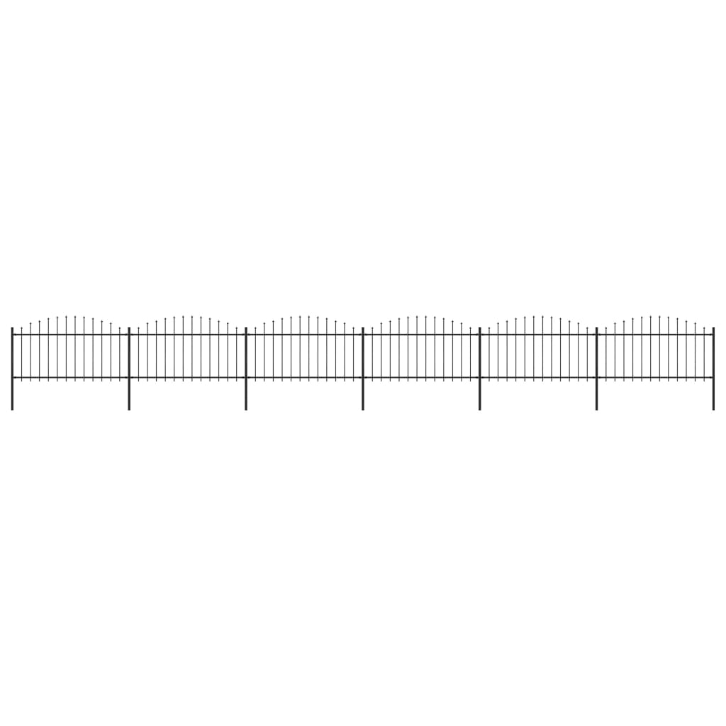 VidaXL Tuinhek met speren bovenkant (1,25-1,5)x10,2m staal zwart