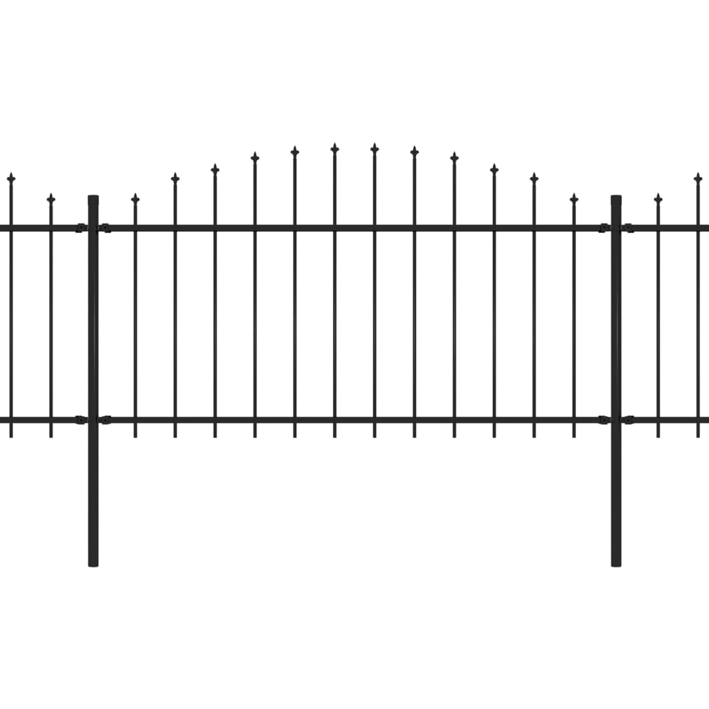 VidaXL Tuinhek met speren bovenkant (1,25-1,5)x10,2m staal zwart