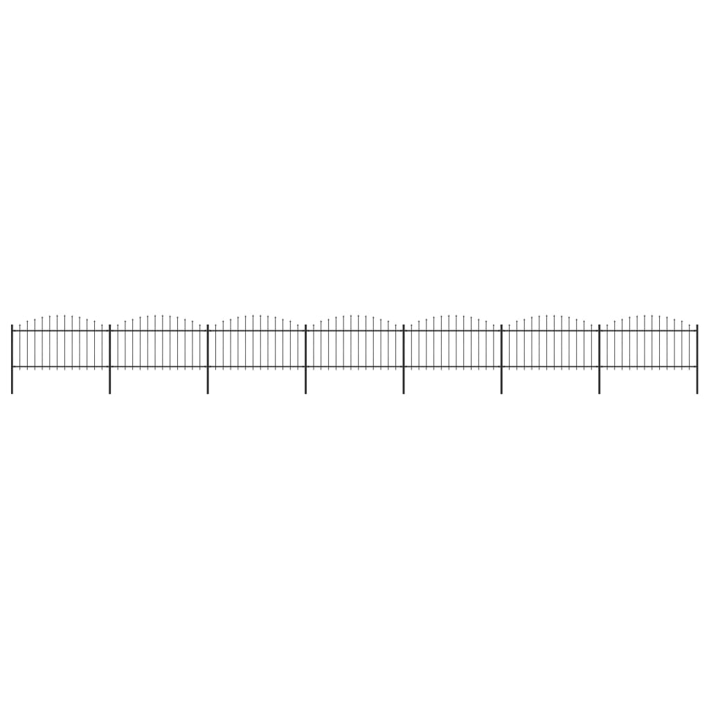 VidaXL Tuinhek met speren bovenkant (1,25-1,5)x11,9m staal zwart