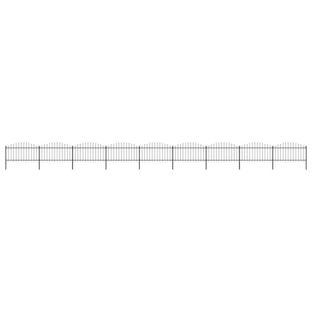 VidaXL Tuinhek met speren bovenkant (1,25-1,5)x15,3m staal zwart