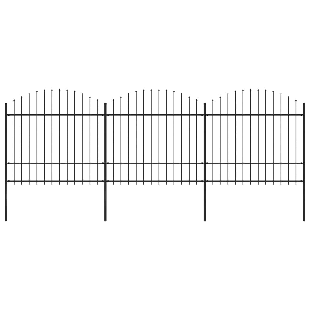 VidaXL Tuinhek met speren bovenkant (1,5-1,75)x5,1m staal zwart