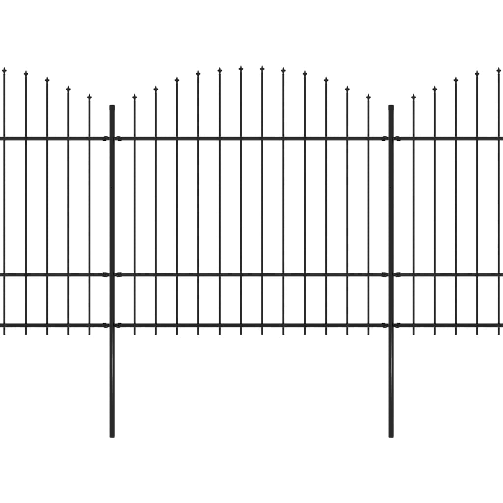 VidaXL Tuinhek met speren bovenkant (1,5-1,75)x5,1m staal zwart