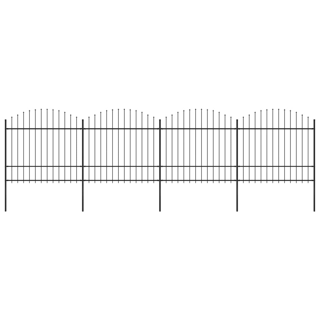 VidaXL Tuinhek met speren bovenkant (1,5-1,75)x6,8m staal zwart