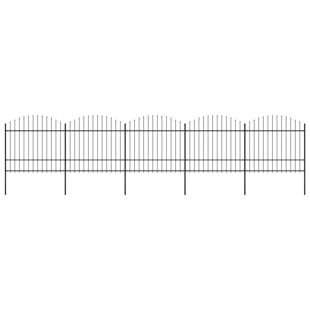 VidaXL Tuinhek met speren bovenkant (1,5-1,75)x8,5m staal zwart