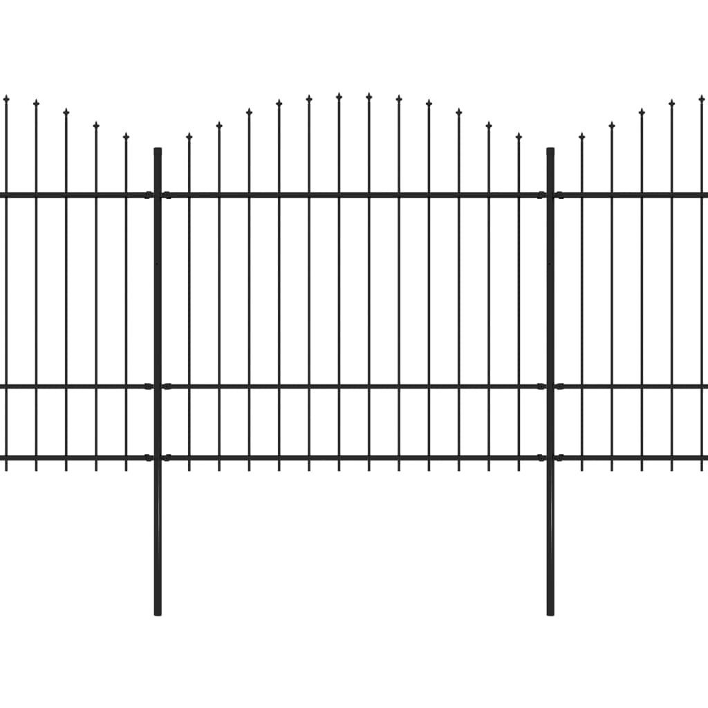 VidaXL Tuinhek met speren bovenkant (1,5-1,75)x11,9m staal zwart
