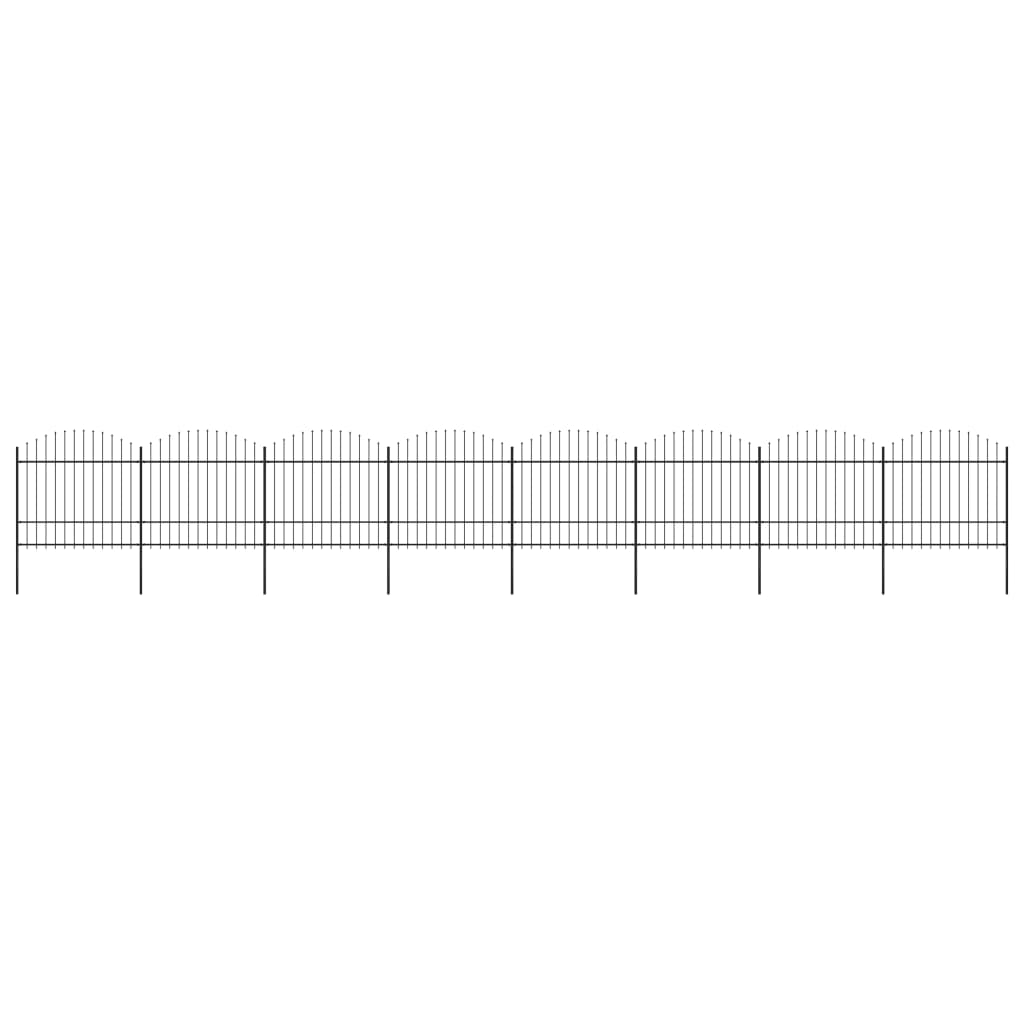 VidaXL Tuinhek met speren bovenkant (1,5-1,75)x13,6m staal zwart