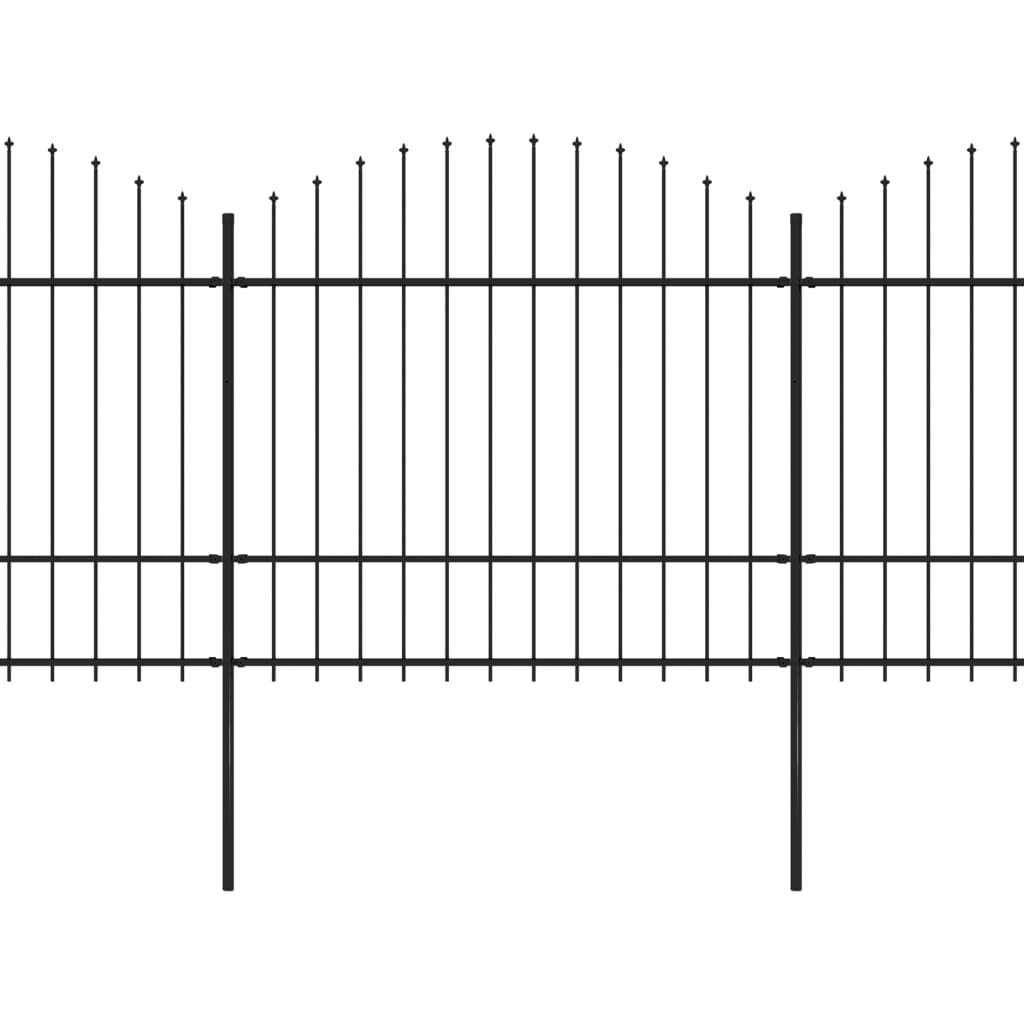 VidaXL Tuinhek met speren bovenkant (1,5-1,75)x13,6m staal zwart