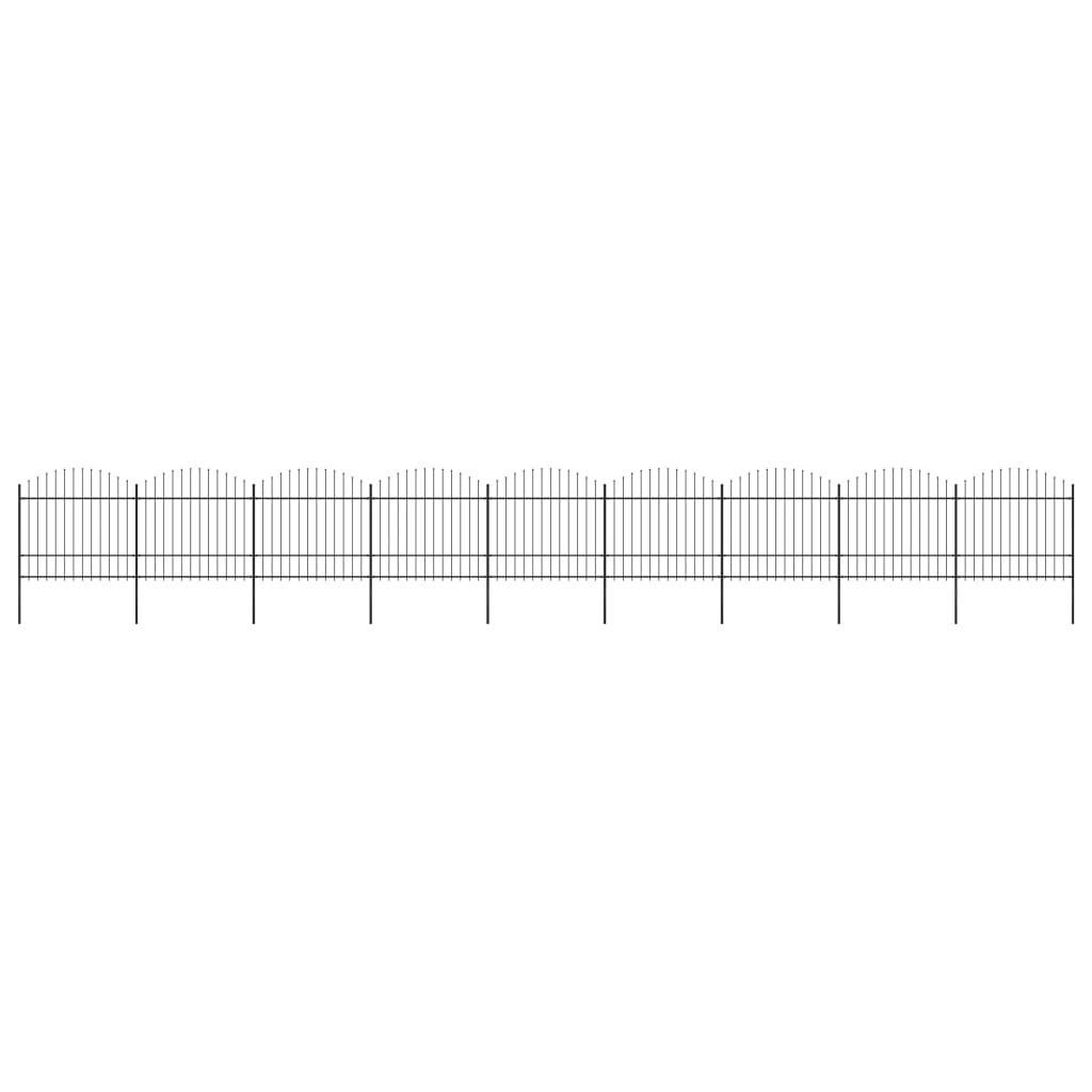 VidaXL Tuinhek met speren bovenkant (1,5-1,75)x15,3m staal zwart