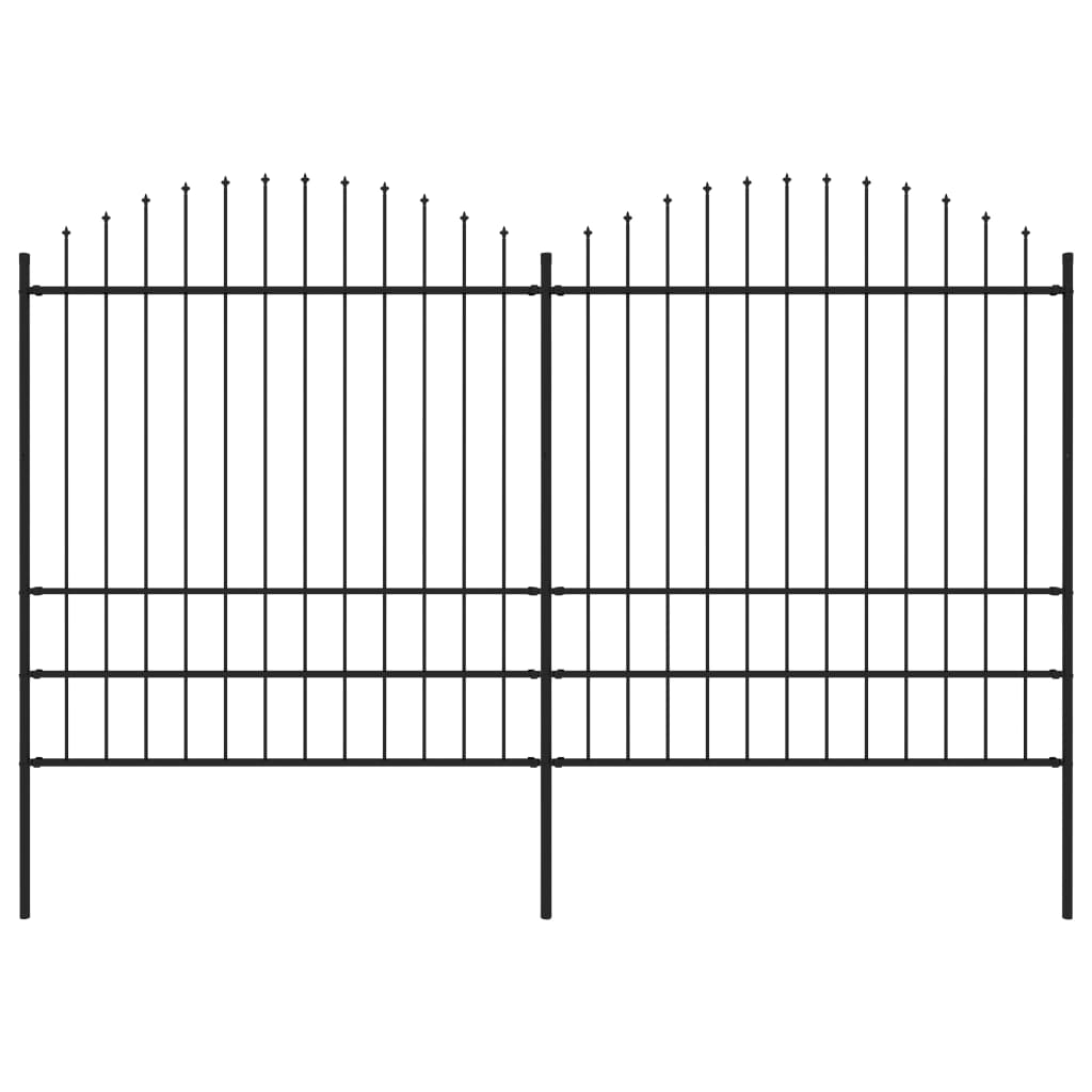 VidaXL Tuinhek met speren bovenkant (1,75-2)x3,4m staal zwart