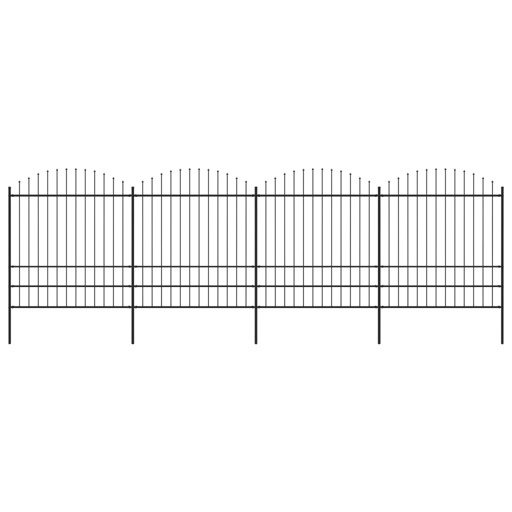 VidaXL Tuinhek met speren bovenkant (1,75-2)x6,8m staal zwart