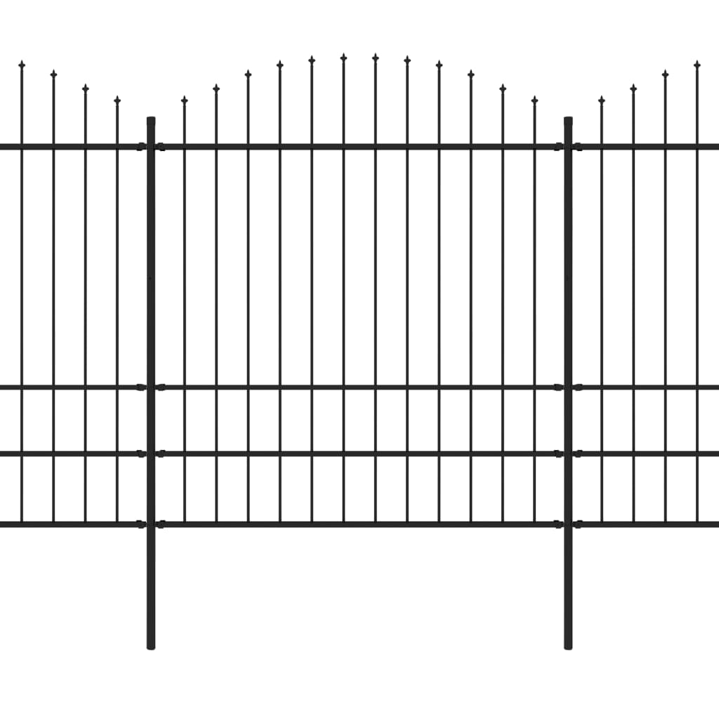 VidaXL Tuinhek met speren bovenkant (1,75-2)x11,9m staal zwart