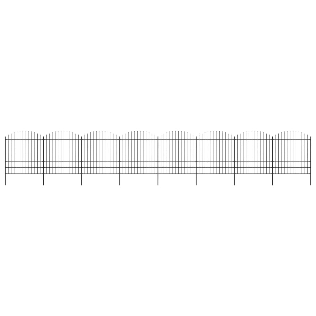 VidaXL Tuinhek met speren bovenkant (1,75-2)x13,6m staal zwart