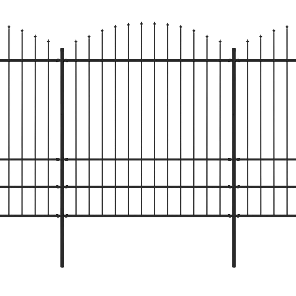 VidaXL Tuinhek met speren bovenkant (1,75-2)x13,6m staal zwart