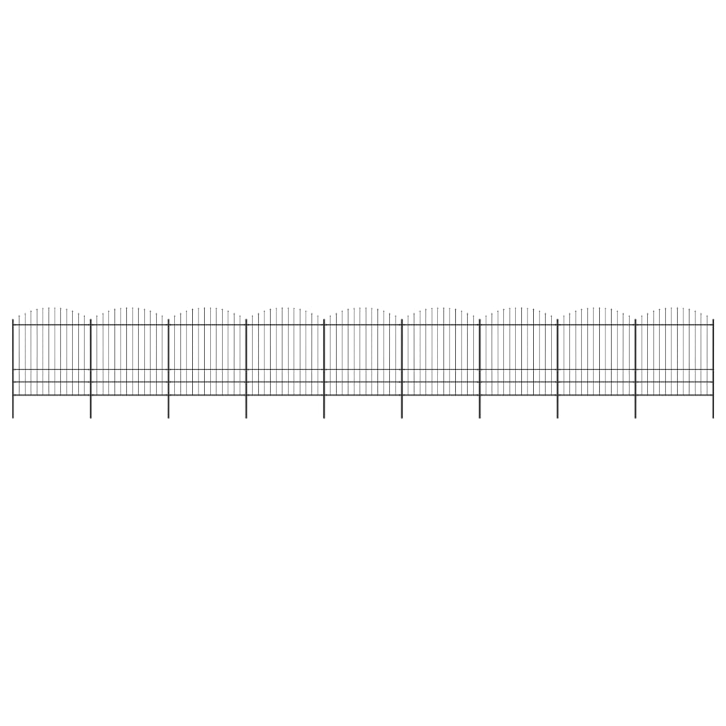 VidaXL Tuinhek met speren bovenkant (1,75-2)x15,3m staal zwart