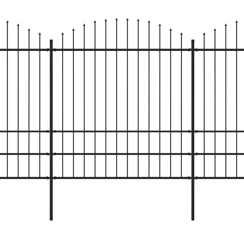 VidaXL Tuinhek met speren bovenkant (1,75-2)x15,3m staal zwart