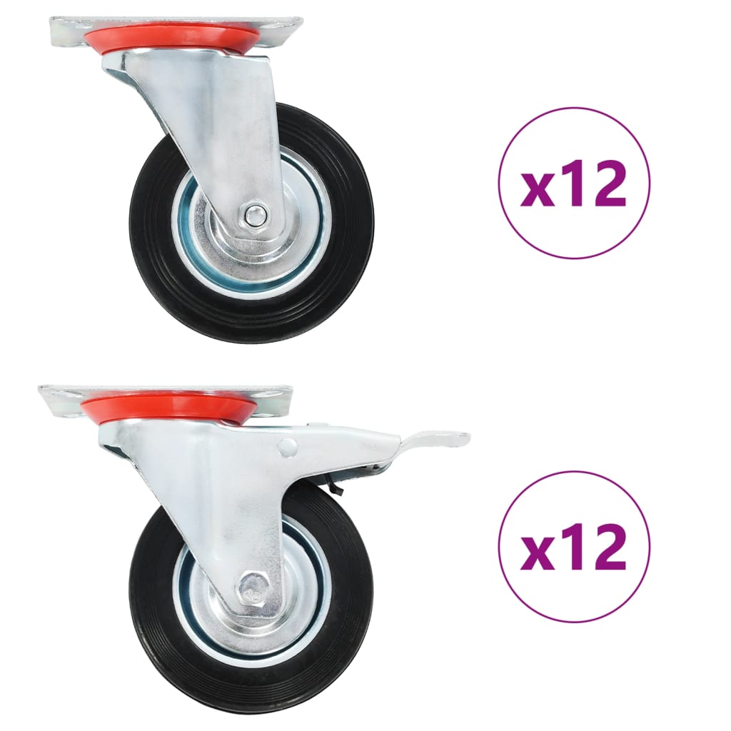 Vidaxl 24 st zwenkwielen 100 mm