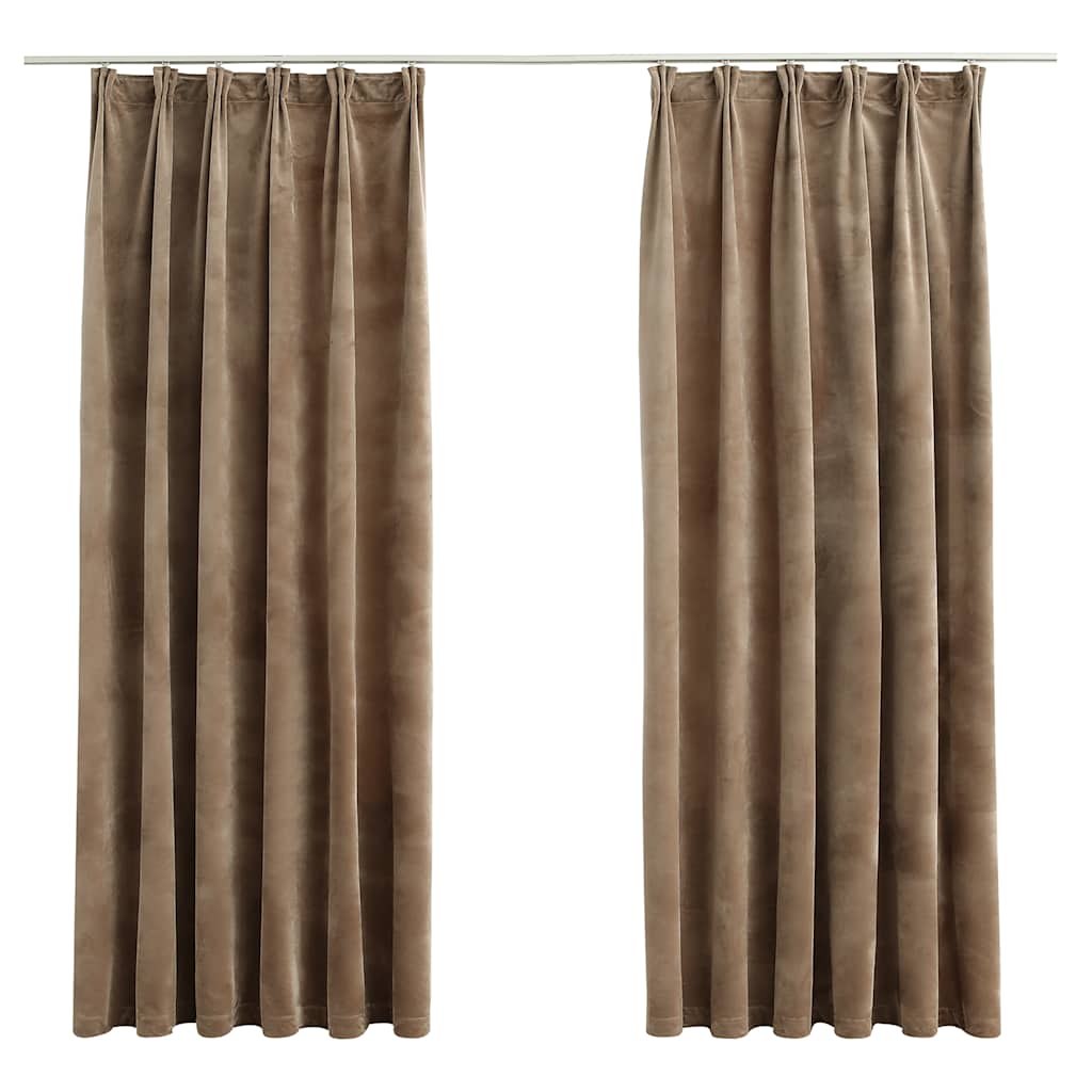 Vidaxl gordijnen verduisterend 2 st met haken 140x175 cm fluweel beige