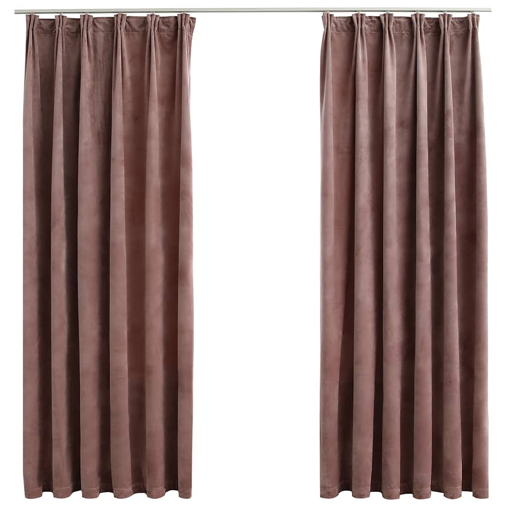 Vidaxl gordijnen verduisterend 2 st met haken 140x175 cm fluweel roze