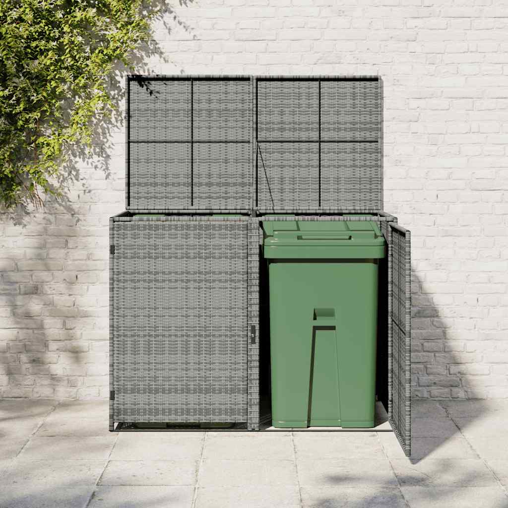 Vidaxl containerberging dubbel 148x77x111 cm poly rotan antraciet