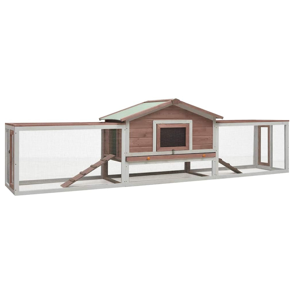 Vidaxl konijnenhok 310x70x87 cm massief grenen- en vuurhout mokka