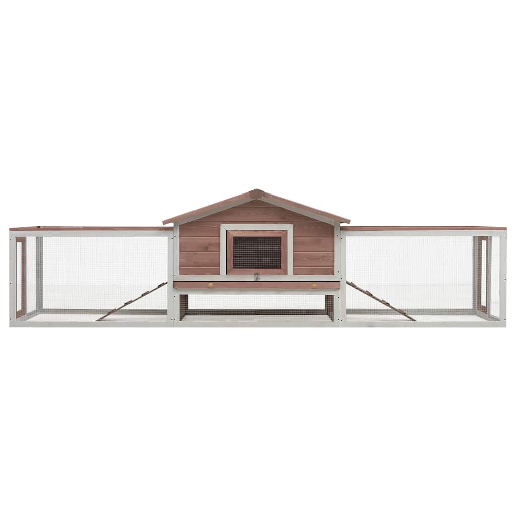 Vidaxl konijnenhok 310x70x87 cm massief grenen- en vuurhout mokka