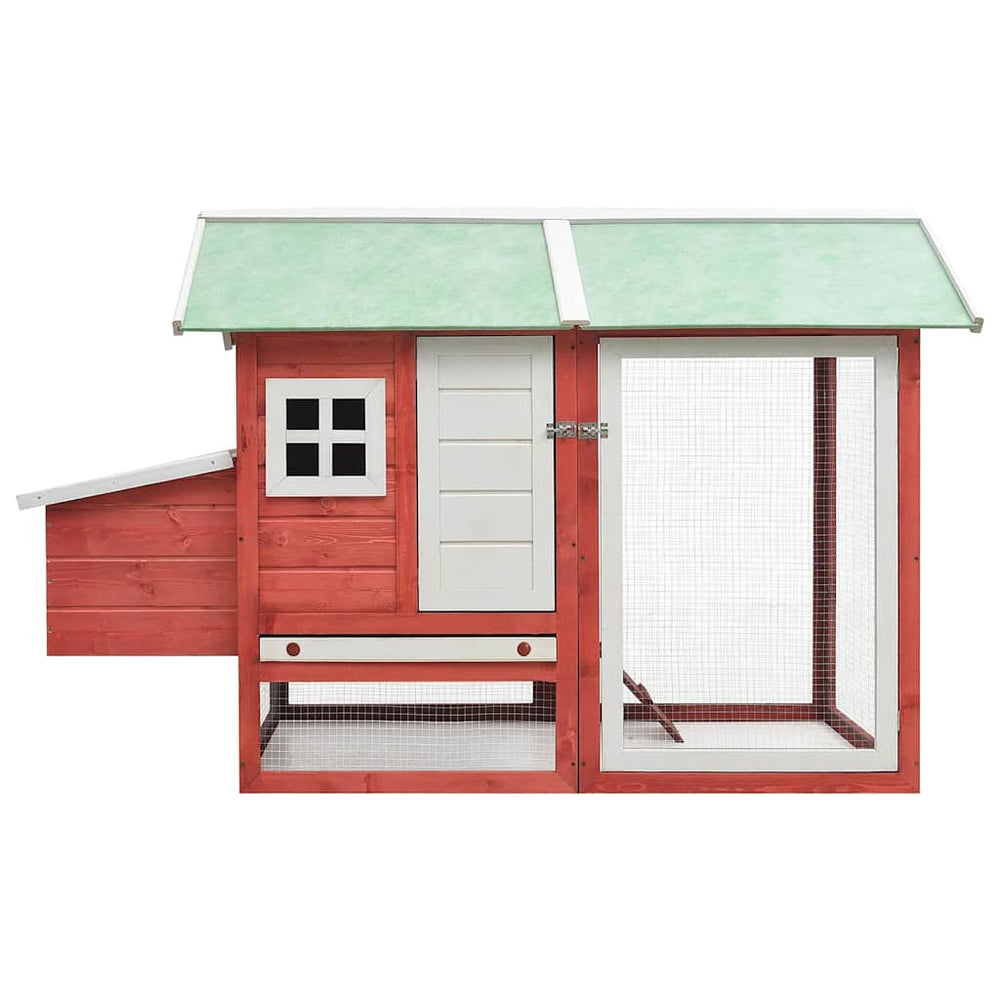 Vidaxl kippenhok 170x81x110 cm massief groen- en vurenhout rood