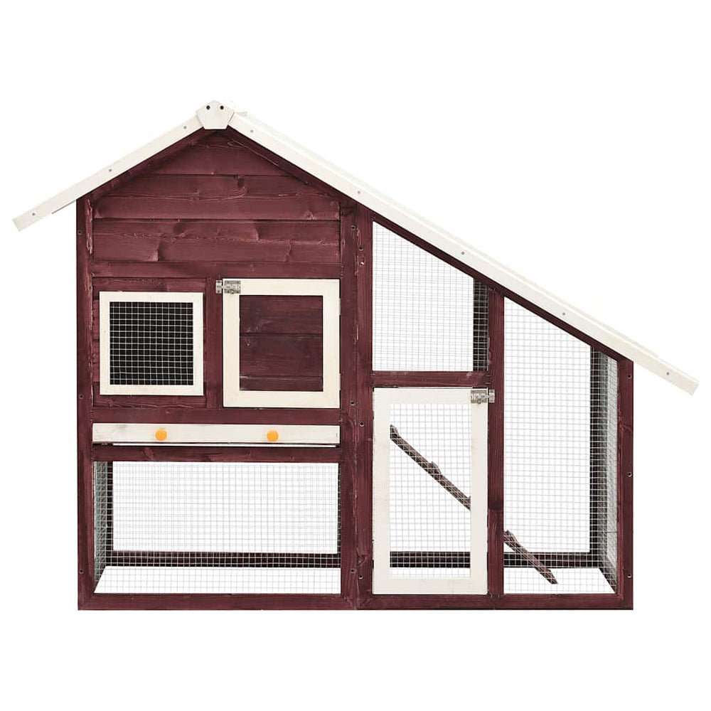 Vidaxl konijnenhok 140x63x120 cm massief vuurhout mokka en wit