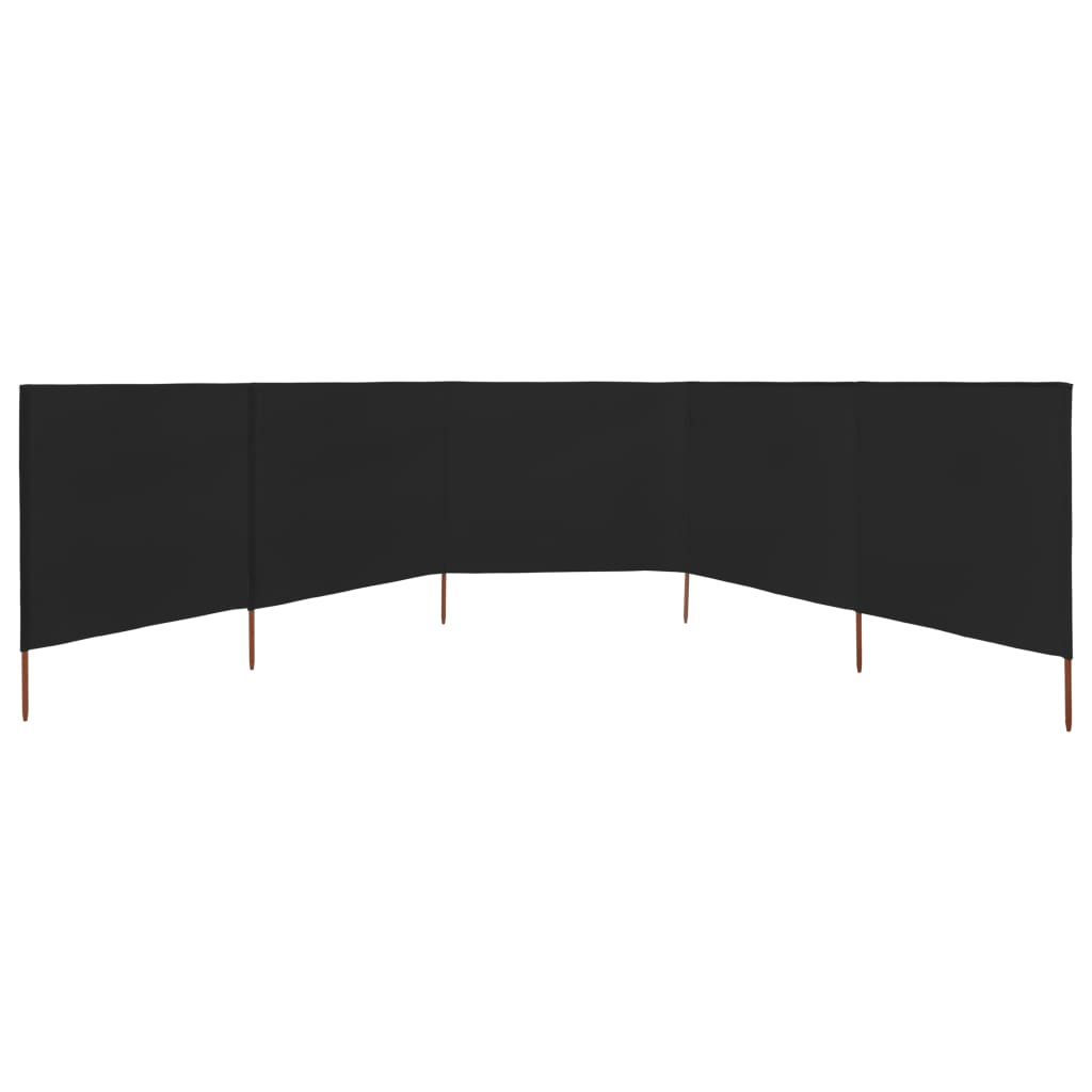Vidaxl windscherm 5-panelen 600x120 cm stof zwart