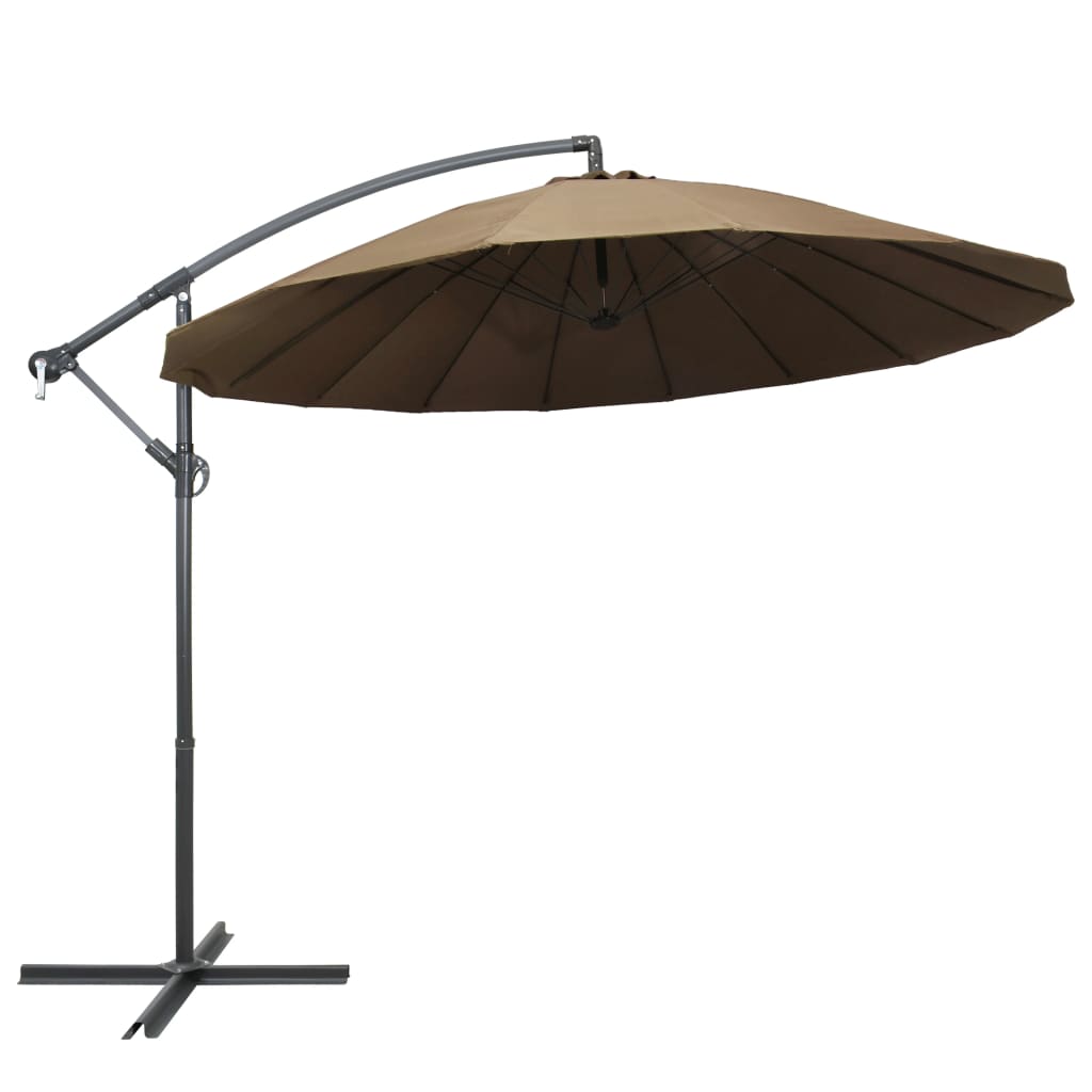 Vidaxl zweefparasol met aluminium paal 3m taupe