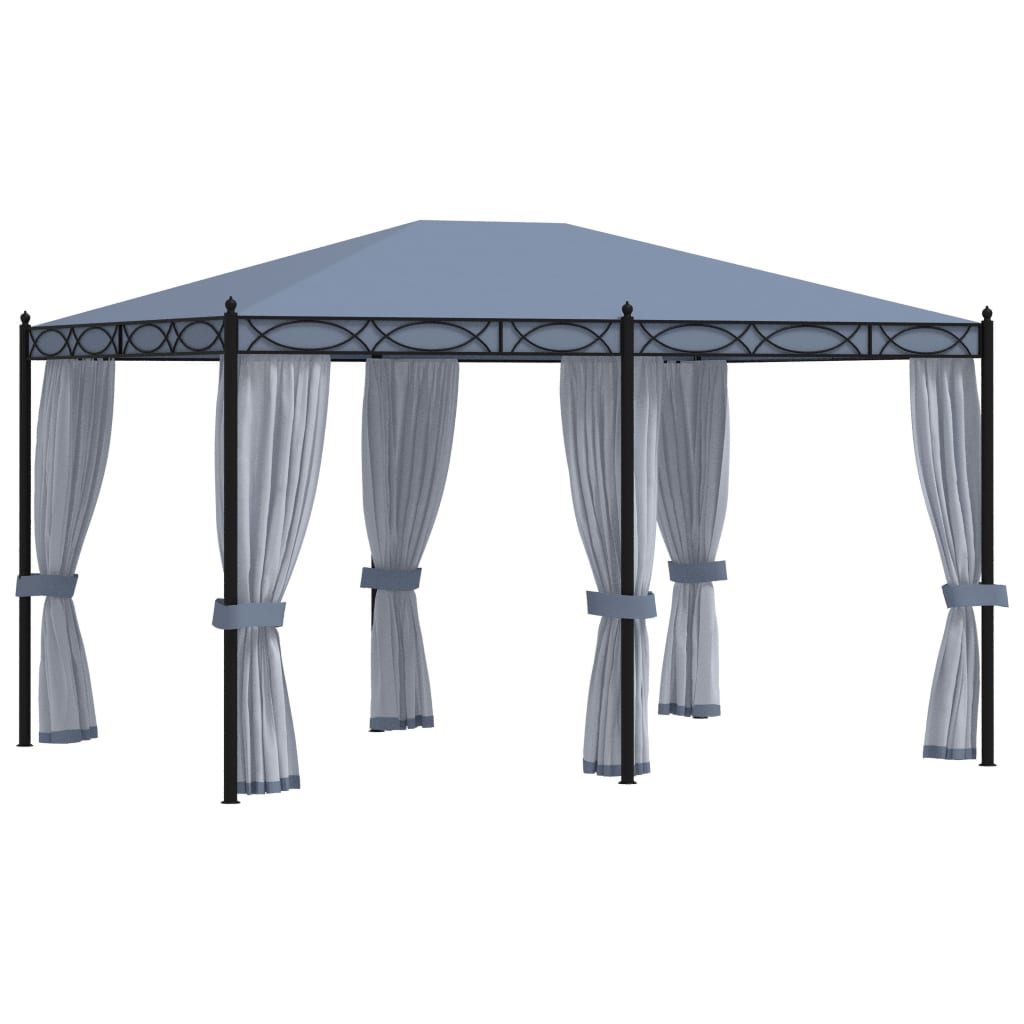 VidaXL Prieel met horren 3x4m staal antraciet