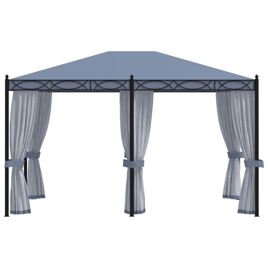 VidaXL Prieel met horren 3x4m staal antraciet