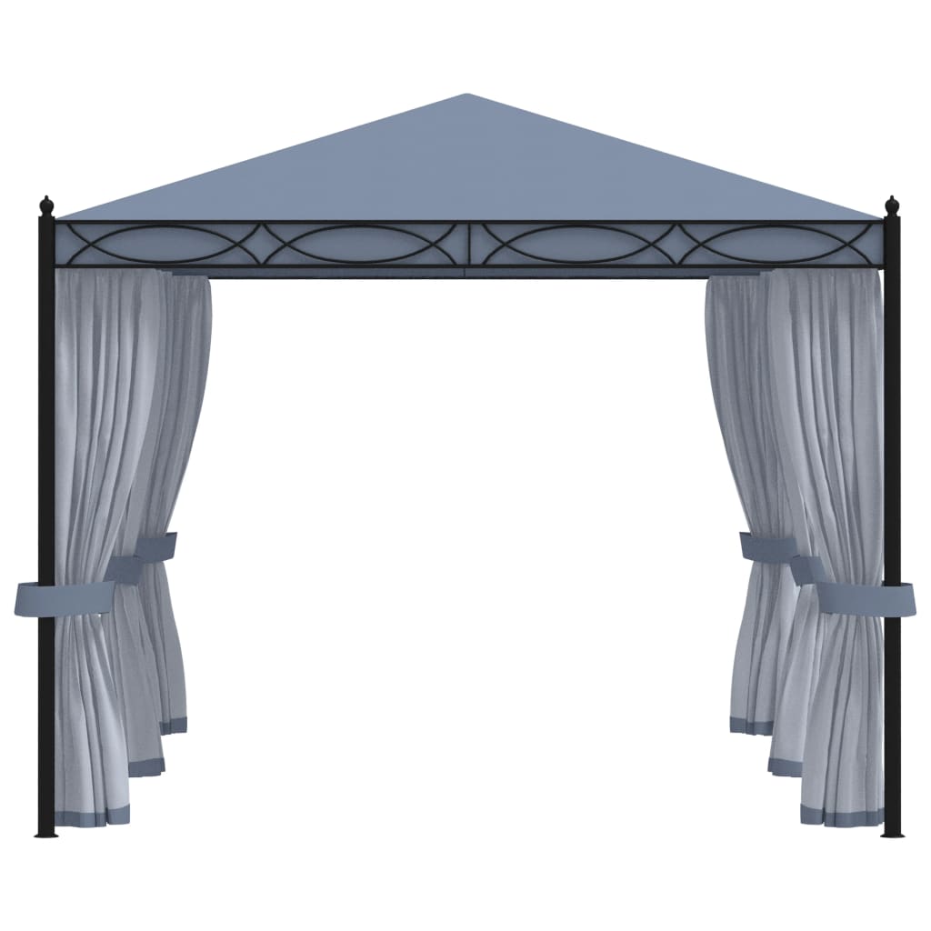 VidaXL Prieel met horren 3x4m staal antraciet