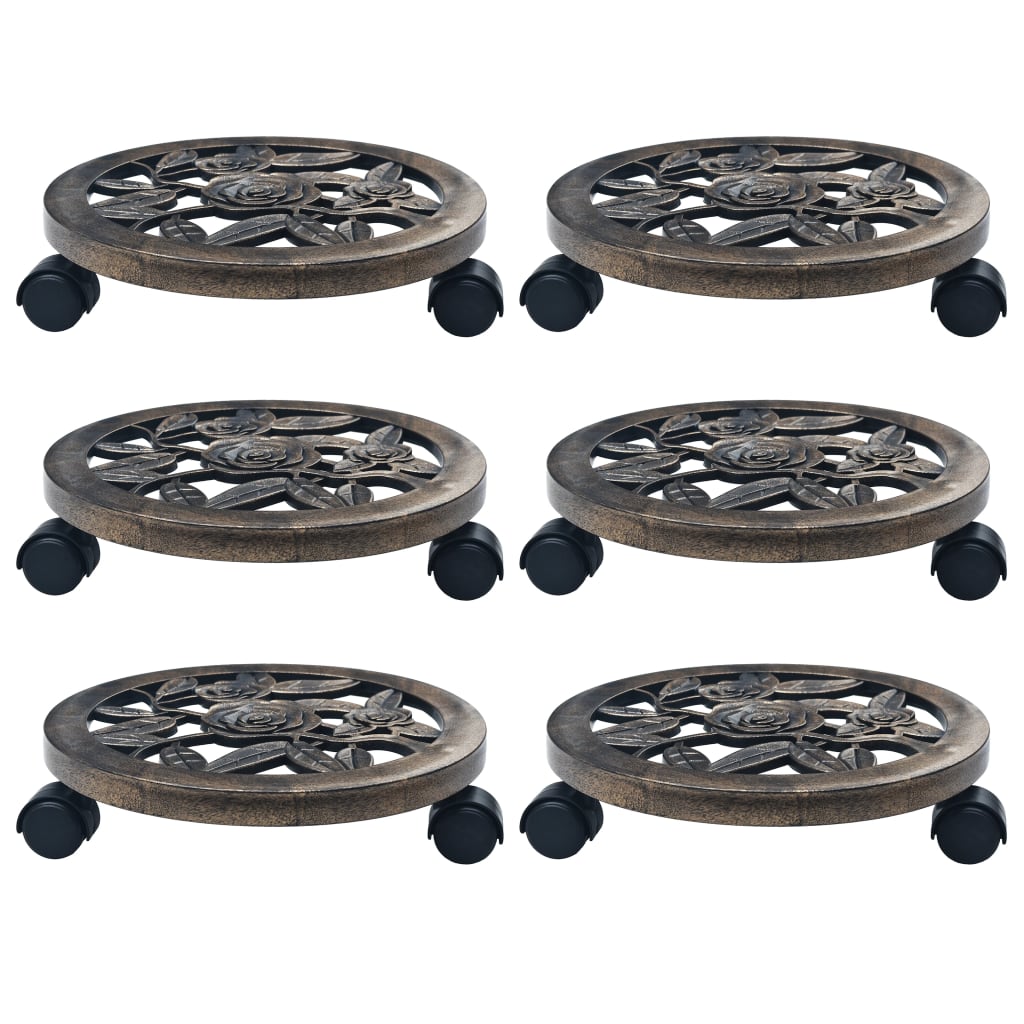 Vidaxl plantenwagens 6 st 30 cm kunststof bronskleurig
