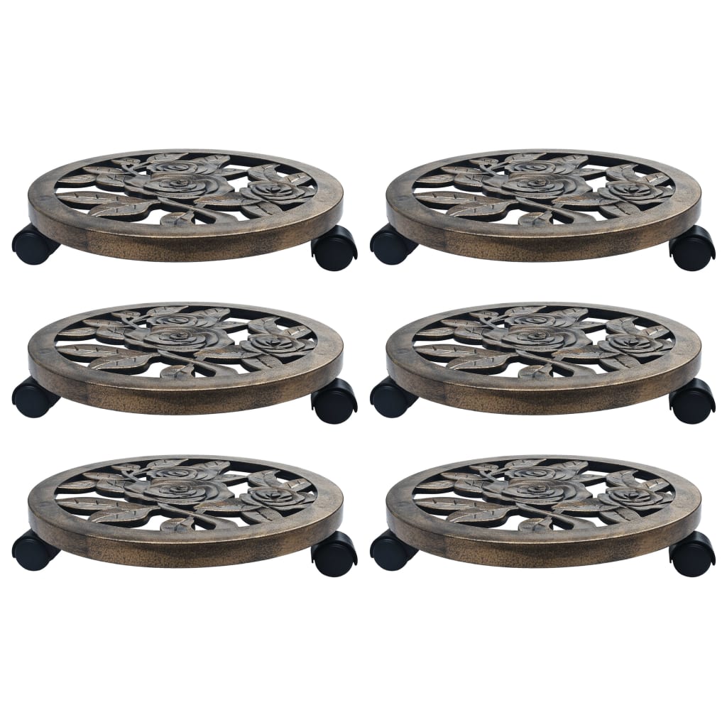 Vidaxl plantenwagens 6 st 38 cm kunststof bronskleurig