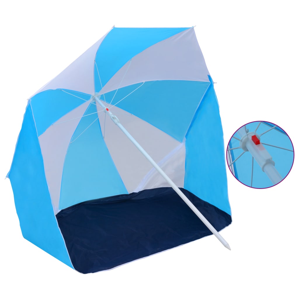 VidaXL Strandparasol-tent 180 cm stof blauw en wit