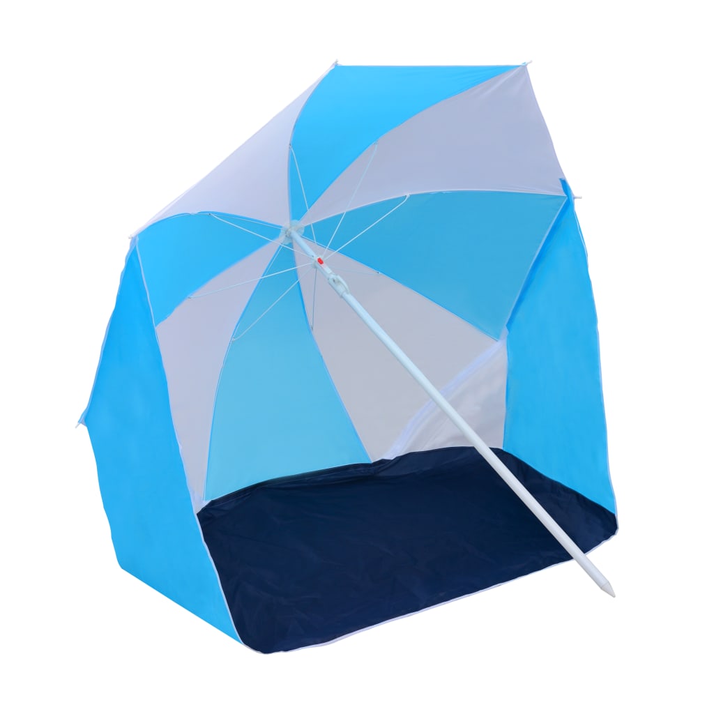 VidaXL Strandparasol-tent 180 cm stof blauw en wit