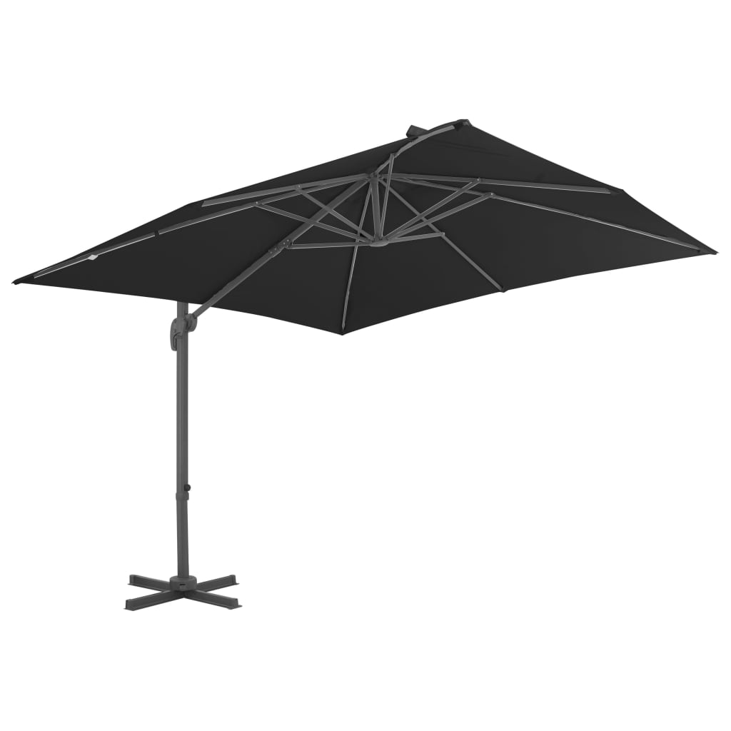 Vidaxl zweefparasol met aluminium paal 3x3m zwart