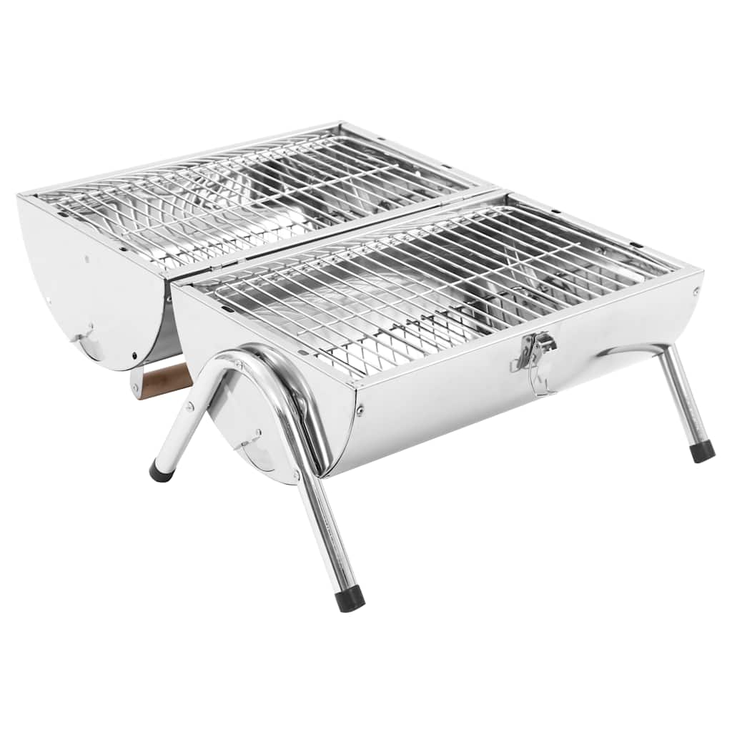 Vidaxl tafelbarbecue houtskool dubbele hanen roestvrij staal
