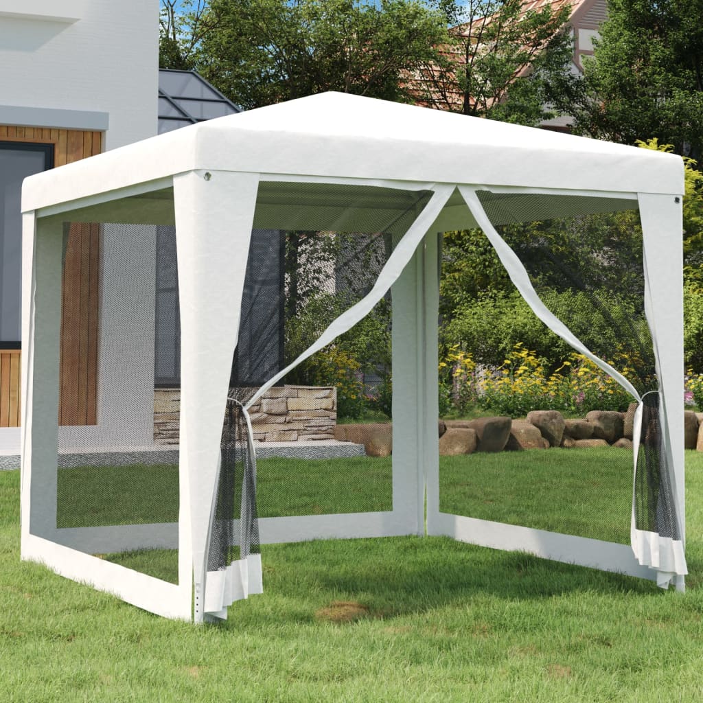 VidaXL Partytent met 4 gaaszijwanden 2,5x2,5m wit