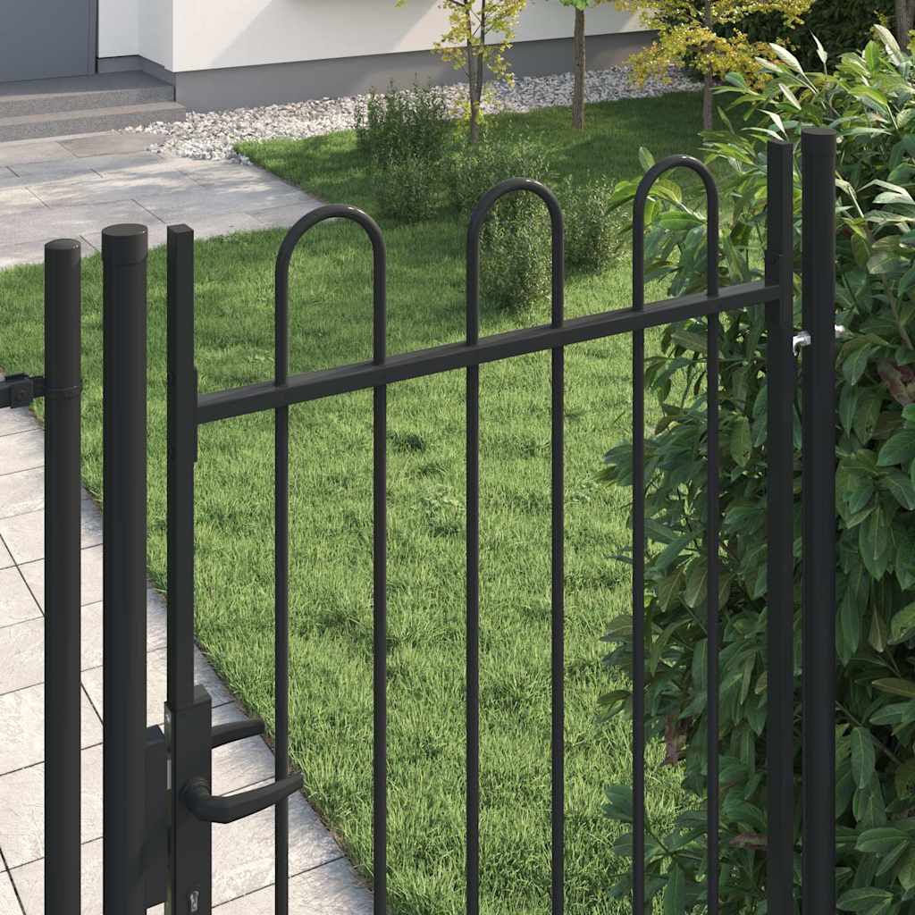 Vidaxl poort met gebogen bovenkant enkel 1x1,75m staal zwart