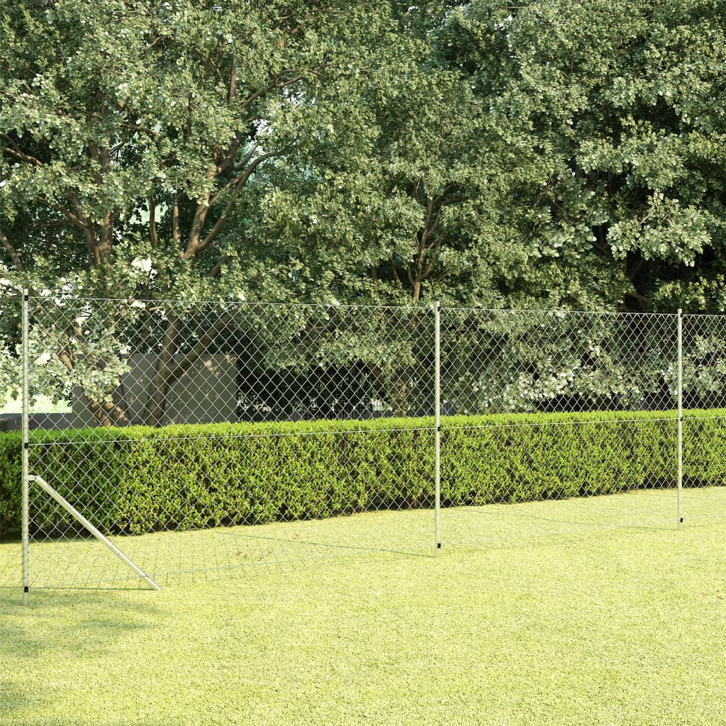 VidaXL Gaashek met palen 15x1,5m gegalvaniseerd staal zilverkleurig
