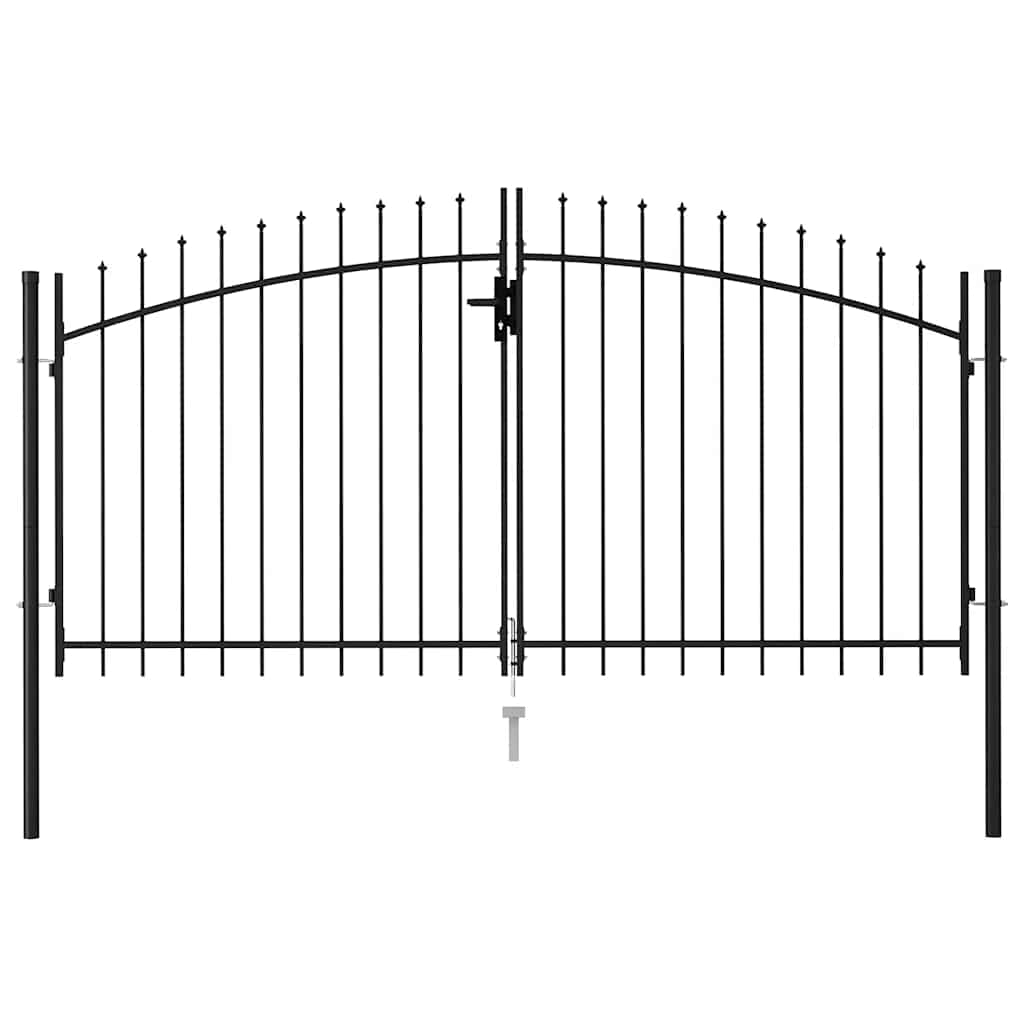 Vidaxl poort met puntige bovenkant dubbel 3x1,5 m staal zwart