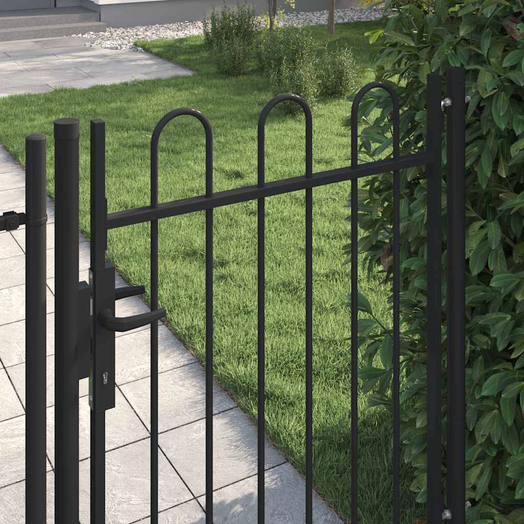 Vidaxl poort met gebogen bovenkant enkel 1x1,2m staal zwart