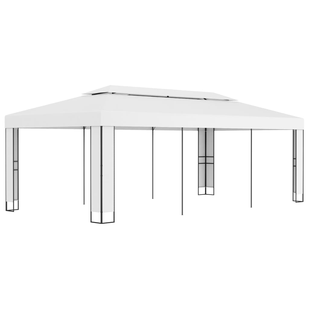 VidaXL Prieel met dubbel dak 3x6m wit