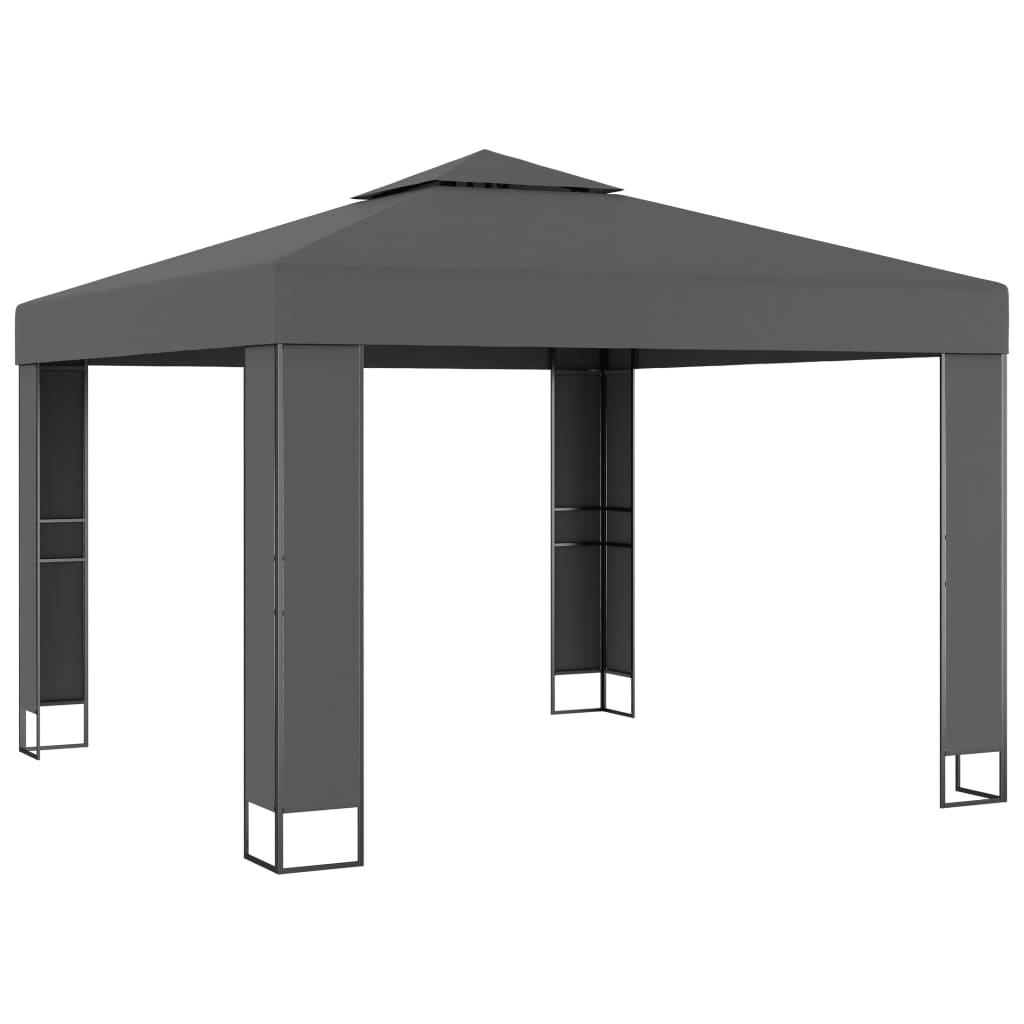 VidaXL Prieel met dubbel dak 3x3m antraciet