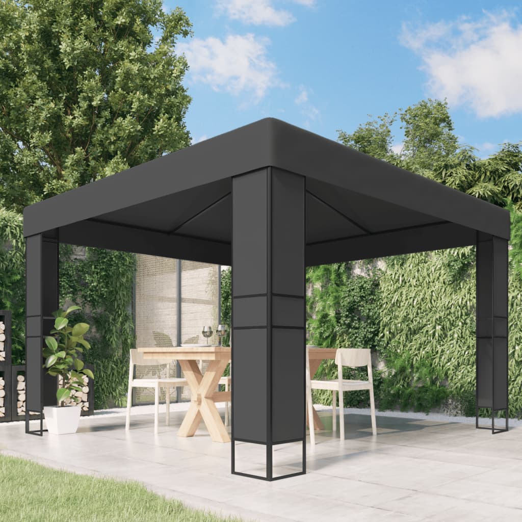 VidaXL Prieel met dubbel dak 3x3m antraciet